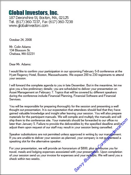 Example Of Correspondence Letter from www.savvy-business-correspondence.com