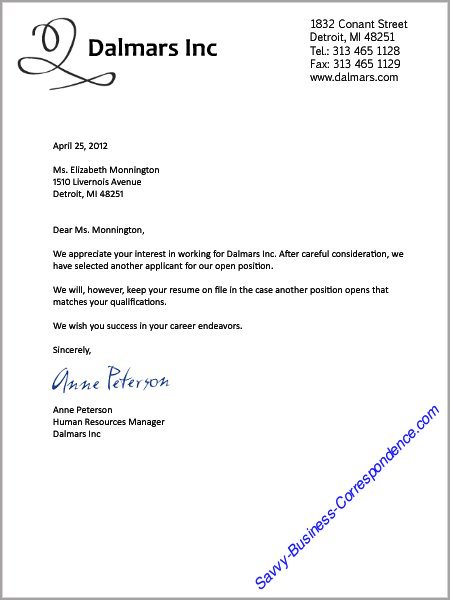 Letter After Applying For A Job from www.savvy-business-correspondence.com