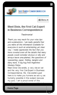 Dixie's Site on a Mobile Phone