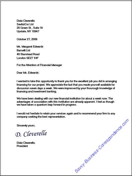 Business Letter To A Company from www.savvy-business-correspondence.com