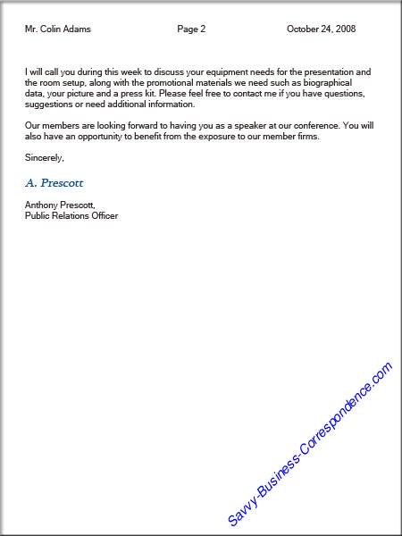 sample 2 page memo
 Multiple Page Business Letter