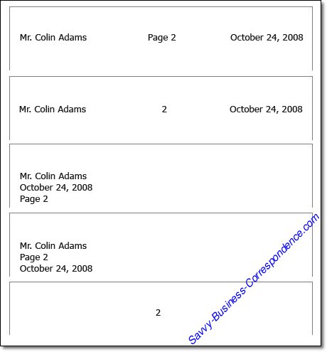 Multiple Page Business Letter Header